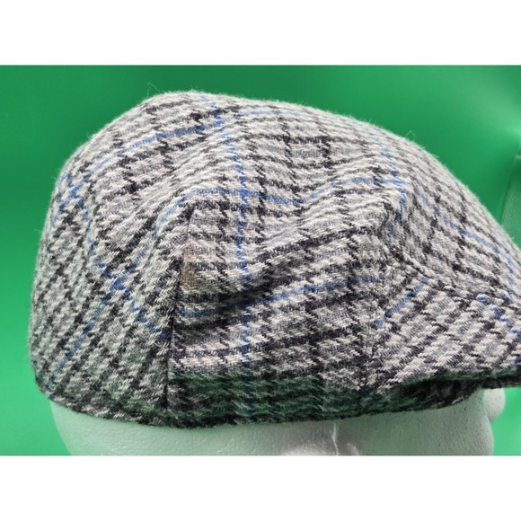 Barbour Hat Gray Blue Plaid Tweed Wool Blend Newsboy Flat Cap Size 7 3/8 - Picture 6 of 13